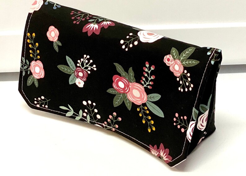 Coupon Organizer Budget Organizer Holder Receipt Holder Black with Peach Floral Pick Your Size image 1