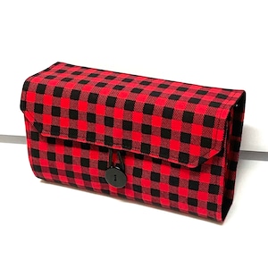 Cash Envelope Wallet  / Dave Ramsey System / Zipper Envelopes Black and Red Buffalo Check