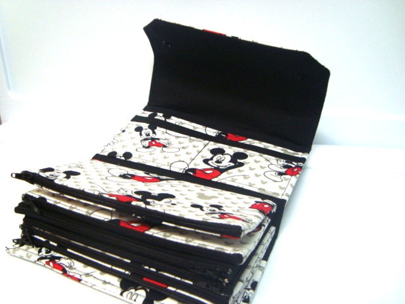 Cash Envelope Wallet , Dave Ramsey System, Card Wallet, Zipper Envelopes Mickey Mouse with Black Lining image 4