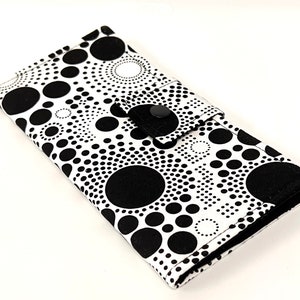 12 - 38 Card Wallet , Business Card Organizer , Credit Card Holder , Loyalty Card Case Black and White Dots