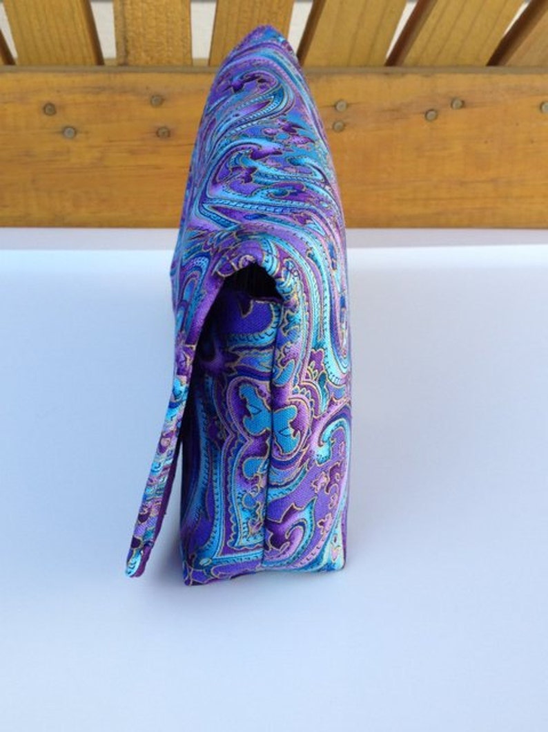 Coupon Organizer /Budget Organizer Holder , Cash Wallet, Coupon Wallet Attaches to Your Shopping Cart Beautiful Blue and Purple Paisley image 4