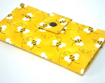 Checkbook Cover, Checkbook Holder Cash Holder -  Yellow  Bumblebees