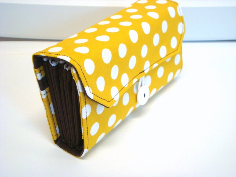 Cash Envelope Wallet Dave Ramsey System ZIPPER Envelopes Mustard Dots image 1