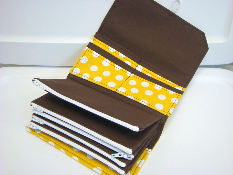 Cash Envelope Wallet Dave Ramsey System ZIPPER Envelopes Mustard Dots image 2