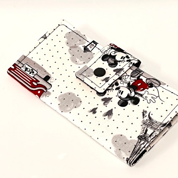 Fabric Checkbook Cover, Checkbook Holder Cash Holder - Mickey and Minnie Mouse  Honeymoon