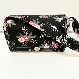 Medium Size Coupon Organizer Holder - Attaches to your shopping cart Black With Peach Floral