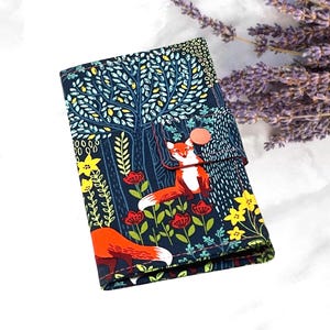 Tarjetero pequeño, organizador de tarjetas de fidelidad, tarjetero, billetera con cremallera, diseño de zorros en el bosque.