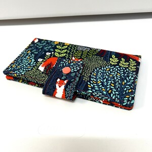 Cartera plegable para mujer, cartera plegable, cartera para chequera, monedero, tarjetero, billetera minimalista, monedero, Fox Nite Woodland