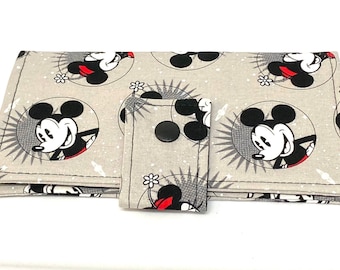 Fabric Checkbook Covers Check book Holder Mickey and Minnie Mouse