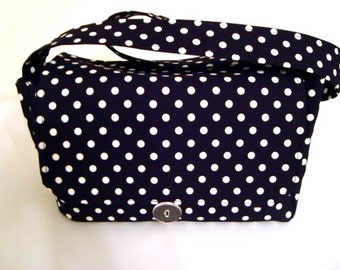 Large 4" Size Fabric Coupon Organizer Holder Box- Attaches to your Shopping Cart-Black with White Dots / Michael Miller