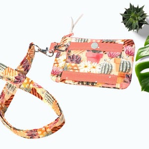 Estuche con cremallera para identificación, monedero, tarjetero, credencial de enfermera, credencial de estudiante, billetera minimalista, cordón, llavero Suculentas y cactus