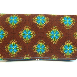 Coupon Organizer Budget Organizer Coupon Holder Coupon Wallet   Attaches To You Shopping Cart - Brown with Turquoise Floral