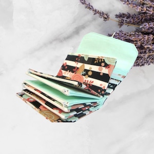 Cash Envelope Wallet  / Dave Ramsey System / Zipper Envelopes - Black and White Stripes With Floral