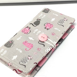 12 - 38 porte-cartes de crédit, organiseur de cartes de visite, porte-cartes de fidélité avec porte-cartes de crédit, chats roses et gris