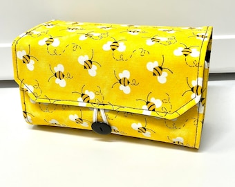 Cash Envelope Wallet  / Dave Ramsey System / ZIPPER Envelopes - Bees on Yellow