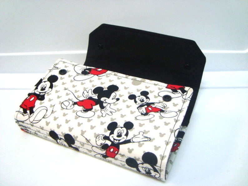 Cash Envelope Wallet , Dave Ramsey System, Card Wallet, Zipper Envelopes Mickey Mouse with Black Lining image 6