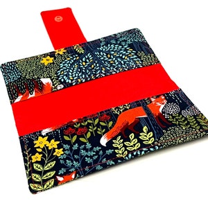 Fabric Checkbook Cover , Womans Checkbook Holder Fox Forest Nite image 3