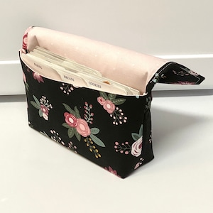 Coupon Organizer Budget Organizer Holder Receipt Holder Black with Peach Floral Pick Your Size image 6