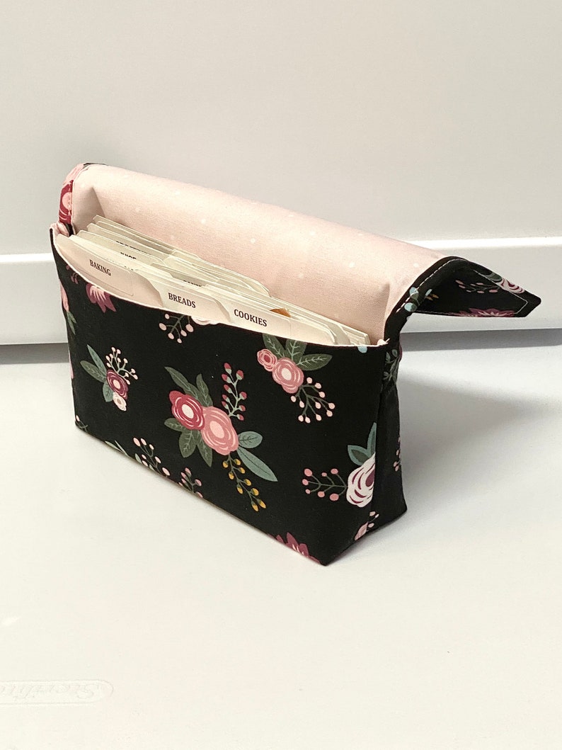 Coupon Organizer Budget Organizer Holder Receipt Holder Black with Peach Floral Pick Your Size image 6