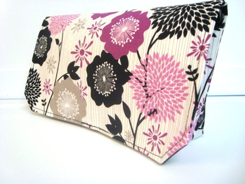 Black and Pink Dandelion Floral Pick Your Size Coupon Organizer Cash Budget Organizer Holder Attaches to your Shopping Cart