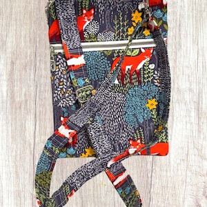 Bolso bandolera con doble cremallera, monedero para teléfono móvil Forest Fox Dusk