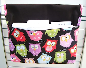 Coupon Organizer /Budget Organizer Holder - Attaches to Your Shopping Cart - Snooze Owls