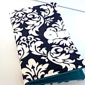 12 - 38 Slot Card Loyalty Card Organizer, Business Card Holder  Credit Card Wallet  Black and White Dandy Damask