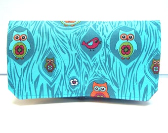 Coupon Organizer Budget Organizer Coupon Holder Coupon Waller   Attaches To You Shopping Cart -Turquoise Hoot Owls  2 inch Ready To Ship