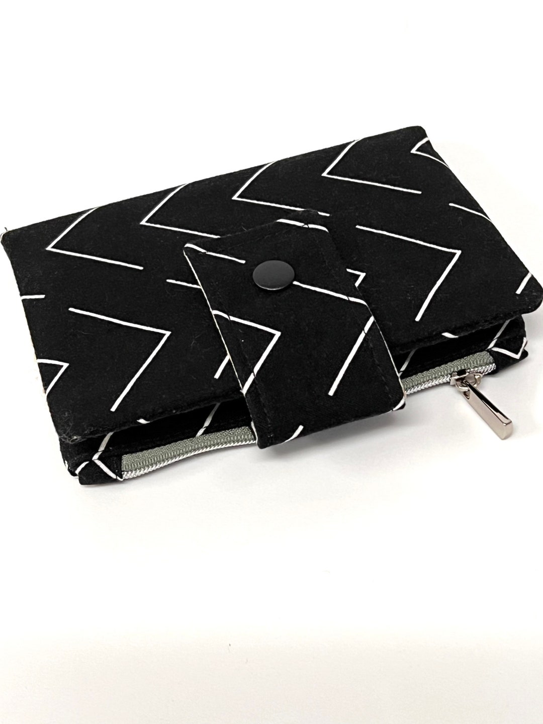 Zipper Pouch Wallet, Credit Card Holder, Minimalist Wallet Black With