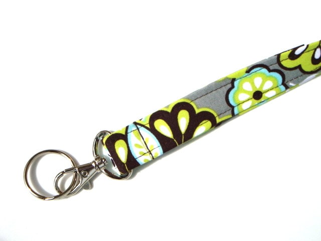 Fall Themed Lanyard Keychain - Festive Leaves Print ID Badge Holder With Lobster Clasp