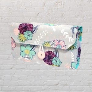 Budget Wallet Cash Envelope Wallet Dave Ramsey System Zipper Envelopes - Mums and Flowers
