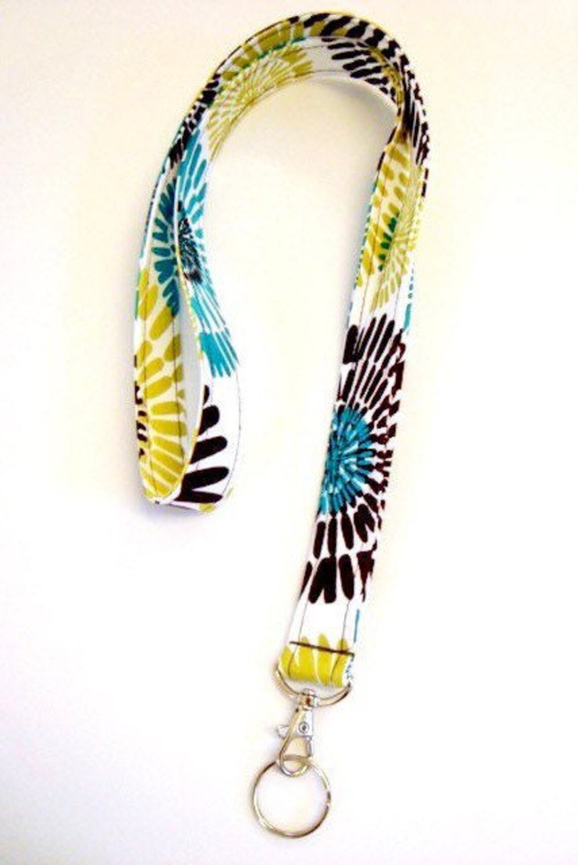 Lanyard Key Chain / ID Holder Teal and Lime Lagoon Etsy