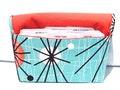 Coupon Organizer Cash Budget Organizer Holder- Attaches to your Shopping Cart -Turquoise Atomic with Orange Lining