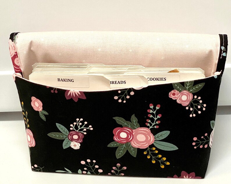 Coupon Organizer Budget Organizer Holder Receipt Holder Black with Peach Floral Pick Your Size image 5