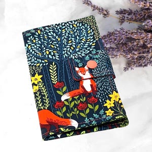 Tarjetero pequeño, organizador de tarjetas de fidelidad, tarjetero, billetera con cremallera, diseño de zorros en el bosque.