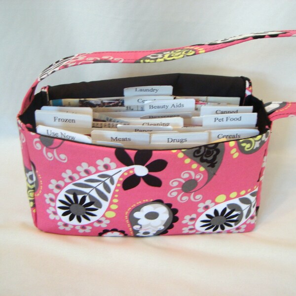 Medium Coupon Organizer /Budget Organizer Holder BRIT pink  PAISLEY - Last One