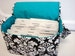 Large 4 inch Size Coupon Organizer  Budget Organizer Holder Box  Black and White Dandy Damask Teal Lining 