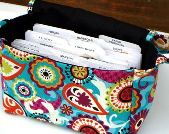 Large 4" Size Coupon Organizer Holder - Attaches to Your Cart- Multi Color Teal Paisley