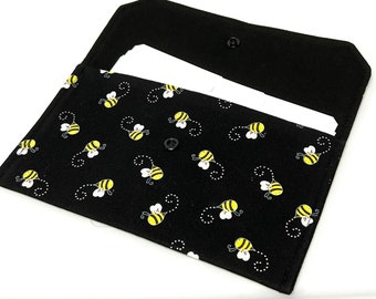 Cash Budget Envelope Coupon Organizer Receipt Holder Use for Dave Ramsey Budget System Black With Bees