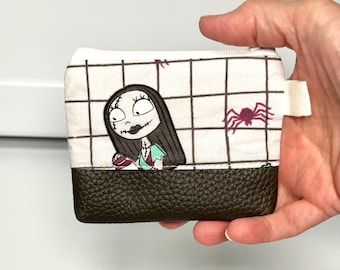 Mini Jack and Sally Zipper Pouch: Cotton Coin Purse, Card Wallet
