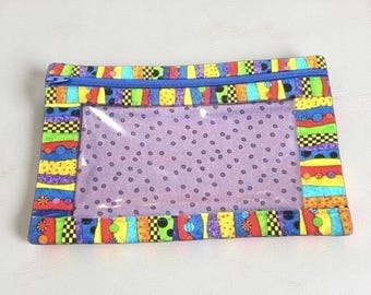 Clear Zipper Bag, Medicine Pouch,First Aid Bag Epi Pen Case  Make Up Bag Travel Bag Quilt Pieces