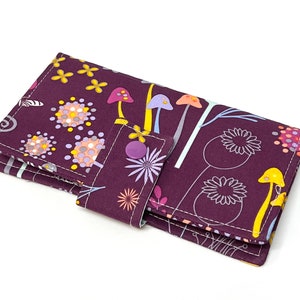 Fabric Checkbook Cover, Check Book Holder Cash Holder Check Book Cover Plum Floral