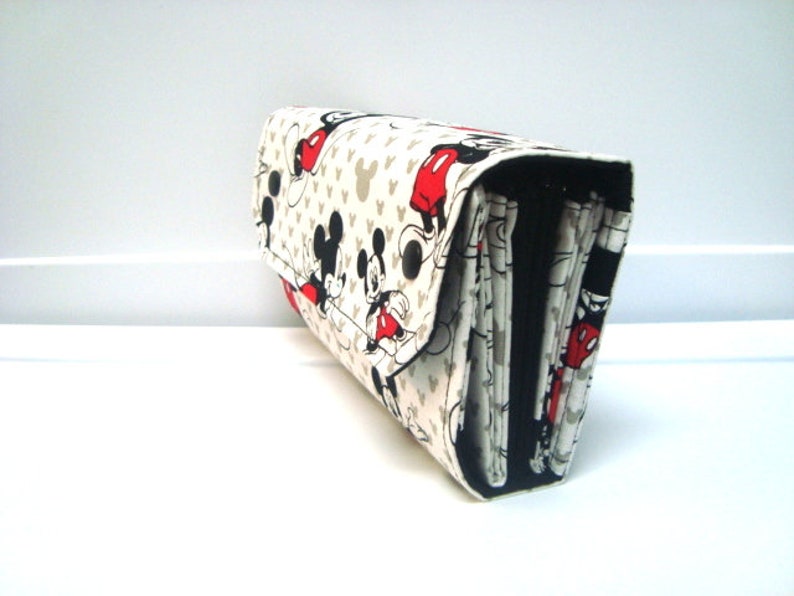 Cash Envelope Wallet , Dave Ramsey System, Card Wallet, Zipper Envelopes Mickey Mouse with Black Lining image 5