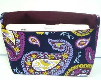 Coupon Organizer / Budget Organizer Holder  - Attaches To Your Shopping Cart- Navy Blue Paisley