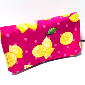 Coupon Organizer  Budget Organizer Coupon Holder- Attaches to your Shopping Cart - Lemons on Pink - Pick your Size