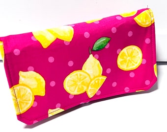 Coupon Organizer  Budget Organizer Coupon Holder- Attaches to your Shopping Cart - Lemons on Pink - Pick your Size