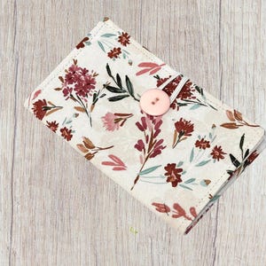 Credit Card Holder , Loyalty Card Organizer, Business Card Holder , Credit Card Wallet with Zipper Pocket Botanical Tan Floral
