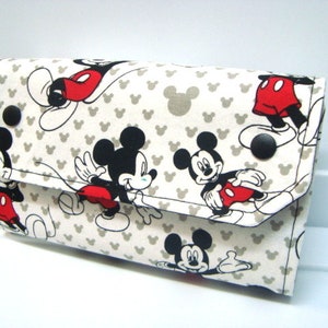 Cash Envelope Wallet , Dave Ramsey System, Card Wallet, Zipper Envelopes Mickey Mouse with Black Lining image 1
