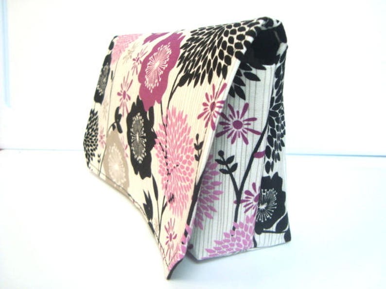 Black and Pink Dandelion Floral  Pick Your Size Coupon Organizer Cash Budget Organizer Holder Attaches to your Shopping Cart