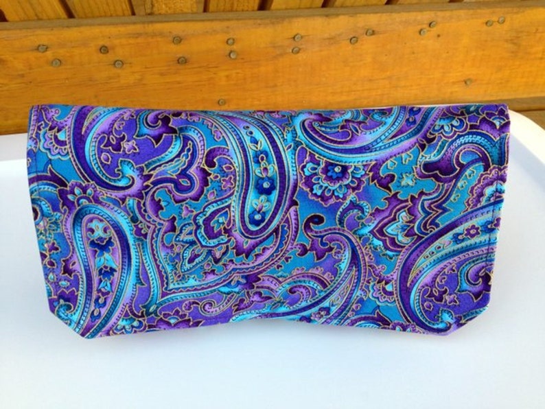 Coupon Organizer /Budget Organizer Holder , Cash Wallet, Coupon Wallet Attaches to Your Shopping Cart Beautiful Blue and Purple Paisley image 3